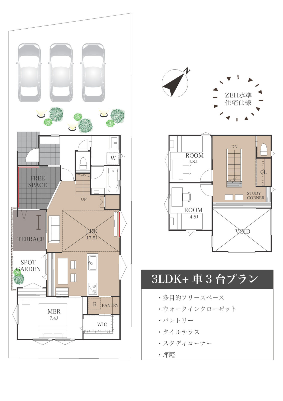 -くつろぎと癒しに満たされる緑の坪庭-　古市場新築戸建【平屋+ONE】 アイチャッチ