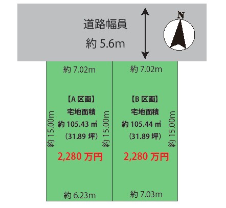 千葉市花見川区 瑞穂1丁目 建築条件なし売地 A区画・B区画 アイチャッチ 千葉市花見川区 瑞穂1丁目 建築条件なし売地 A区画・B区画 アイチャッチ